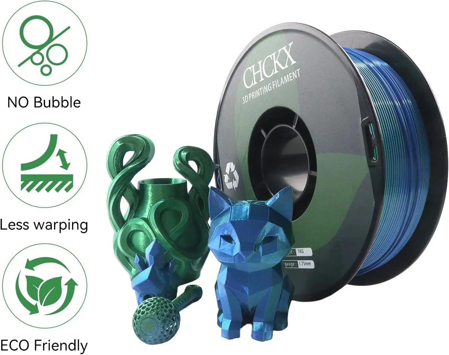 16 Pack PLA Filament Bundle, Silk Dual Color PLA Filament, 1.75mm, 1kg Spool (2.2lbs), Dimensional Accuracy +/- 0.02mm, 16 Diffe