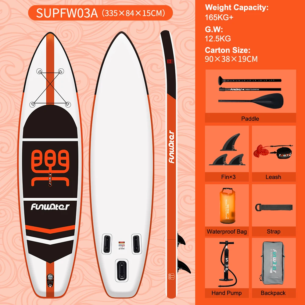 FunWater Cruise Inflatable Stand Up Paddle Board Ultra-Light Surf Sup Board Non-Slip Water Sport Paddling Board with Accessory