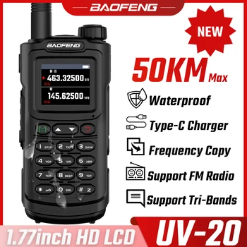 Baofeng UV-20 Dual Band Krachtige Waterdichte TYPE C Ham Radio Lange afstand FM Jacht Eén klik Kopie Walkie Talkie Tweerichtingsradio's
