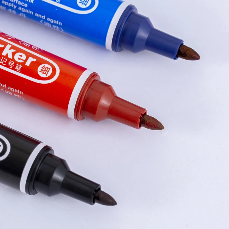 Double-Ended Oil-Based Markers,Large-Tip Pen Refillable High-Capacity Logistics Marker, 6mm-1mm Nib,Quick-Drying,Non-Erasable
