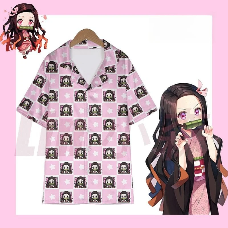 مجموعة بيجامة أنيمي شيطان القاتل Nezuko Kamado - ملابس نوم بنمط الخيزران الوردي، ملابس منزلية تنكرية للهدايا العطلات #3