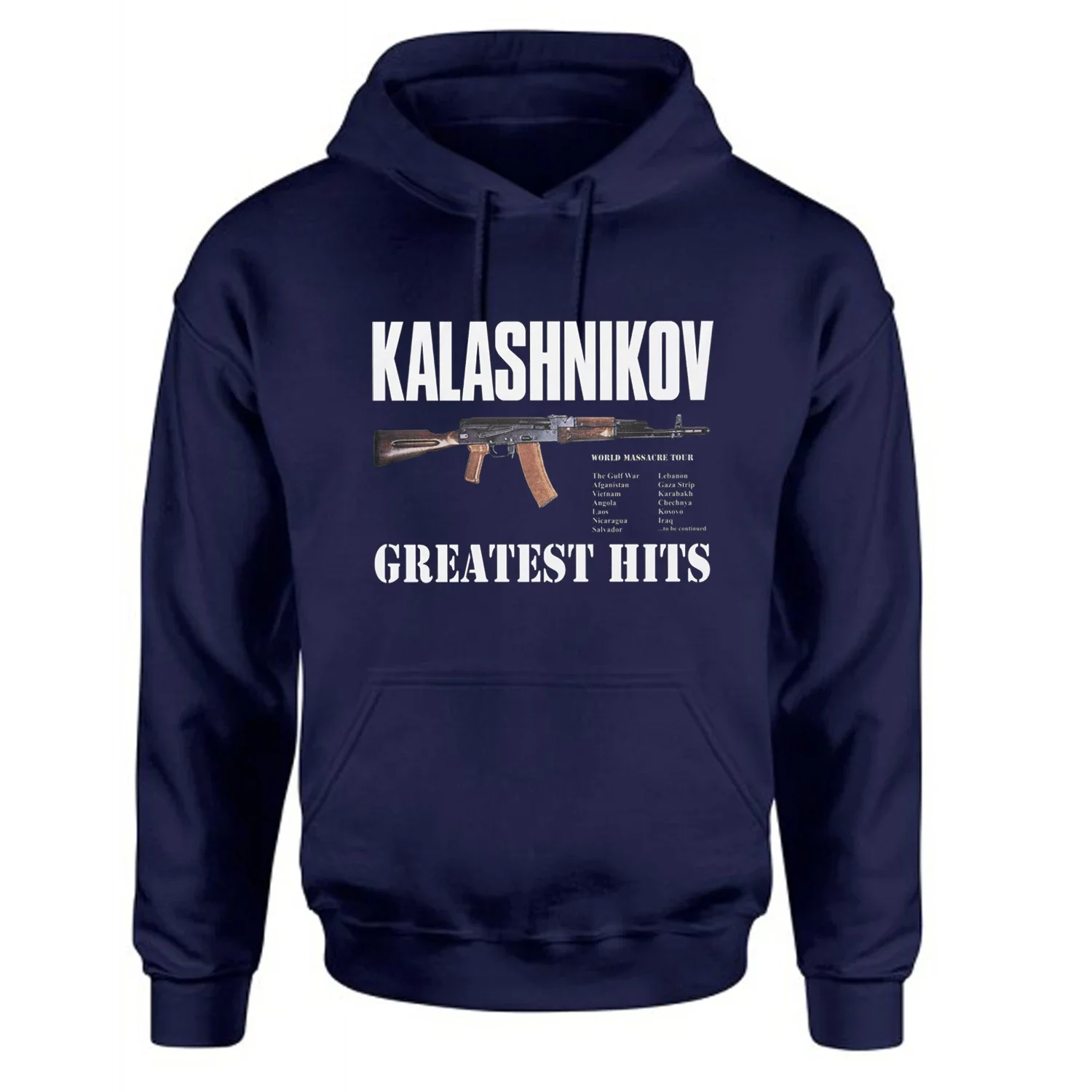 Kalashnikov AK-47 Assault Rifle World Massacre Tour Pullover Hoodie 100% Cotton Comfortable Casual Mens Sweatshirts Streetwear