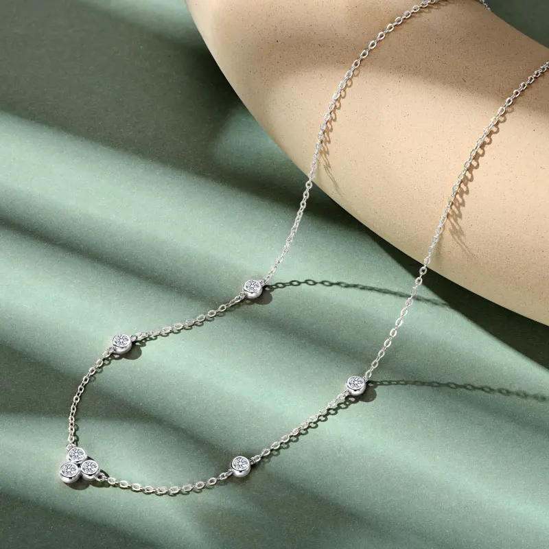 

IOGOU 3.0MM D0.70CT VVS1 Moissanite Diamond Necklace Real 925 Sterling Silver Choker Chain for Women Engagement Fine Jewelry