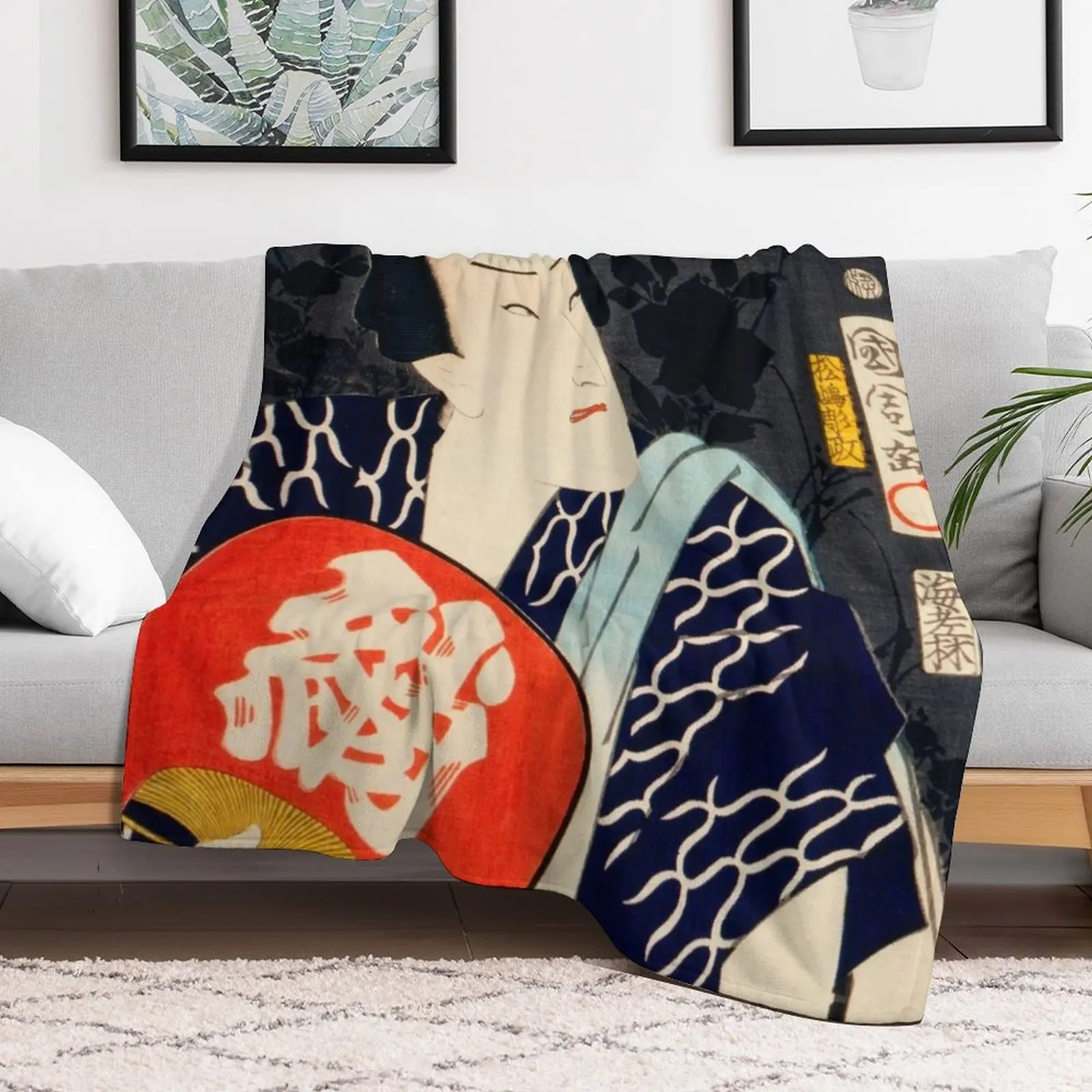 

Portraits an Actors by Toyohara Kunichika - Japanese woodblock Throw Blanket sofa bed Bed covers Luxury St Sofa Throw Blankets