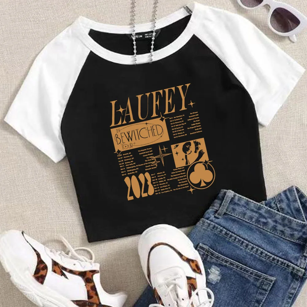 Laufey Crop Shirt Laufey Bewitched Album Shirt Laufey Tour Cadeau voor Laufey Fan Unisex O-hals shirts met korte mouwen