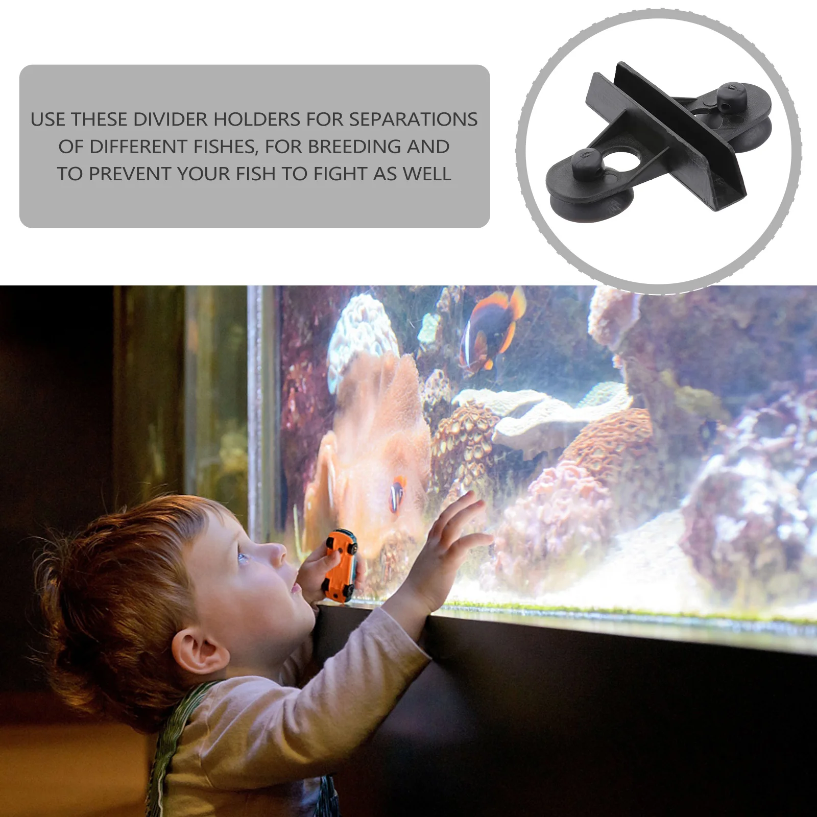 

5pcs Fish Tank Isolation Suction Cups Black 7x5x5cm Detachable Easy Install Aquarium Divider Breeding Separation Pet Supplies