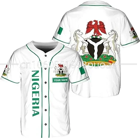 2024 New Baseball Jersey Personalized Name Nigeria 3D Baseball Shirt Gift Casual Fashion Men's and Women's Clothing