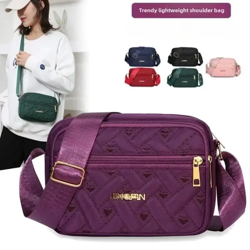 

Fashion Embroidery Women Nylon Square Handbags Lady's Shoulder Cross Body Female Casual Women's Zipper Handbag
