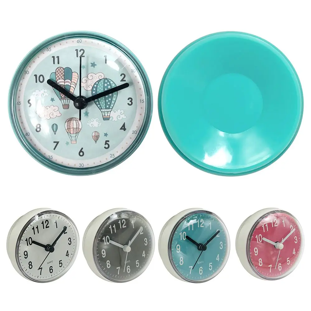 1PC Mini Sucker Wall Clock Bathroom Anti-Fog Waterproof 7cm Kitchen Toilet Small Quartz Table Clock Battery Powered