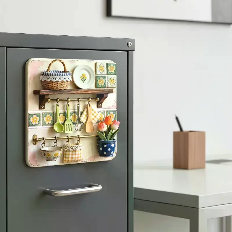 3D Relief Retro Refrigerator Magnets Premium Resin Small Fridge Ornaments for Kitchen Office Whiteboard Decor