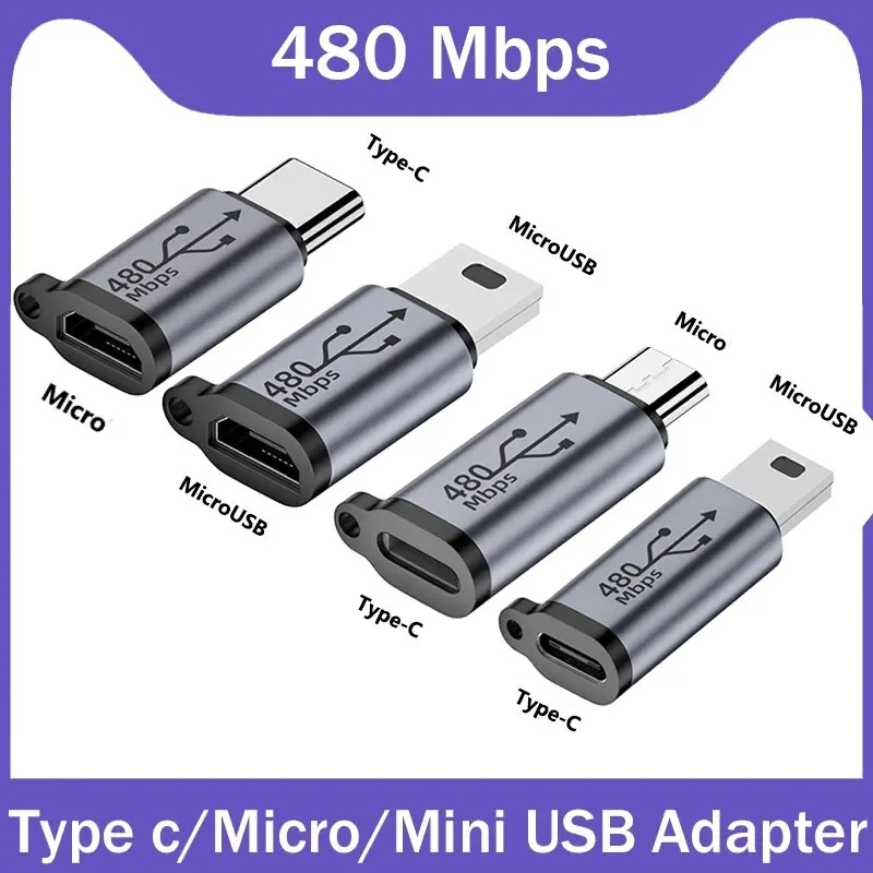 TypeC Female to Mini USB/Type C Female to Micro USB/Micro USB Female to Type C/Micro USB Female to Mini USB Connector Adapter