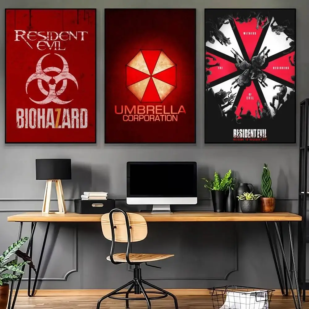 Game R-ReSiDeNt-T e-EviL-l Logo Poster High Quality Dorm Living Room Aesthetic Wall Decoration Painting Stickers