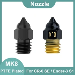 MK8 Nozzle Three Eyes Clone CR-6 SE PTFE Plated Nozzles M6 Ender-3 S1 Brass Hardened Steel Nozzle For CR6 SE Ender 3 S1