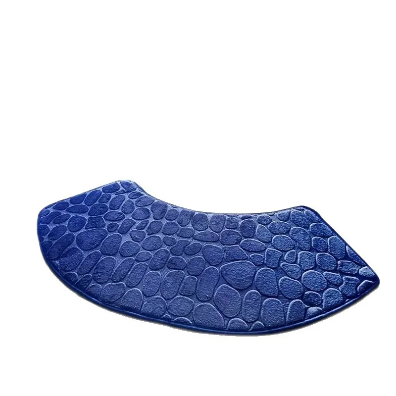 Non Slip Curved Bathroom Mat Coral Fleece Absorbent Shower Rug Solid Color Modern Floor Carpet Pad For Wet Area Entrance