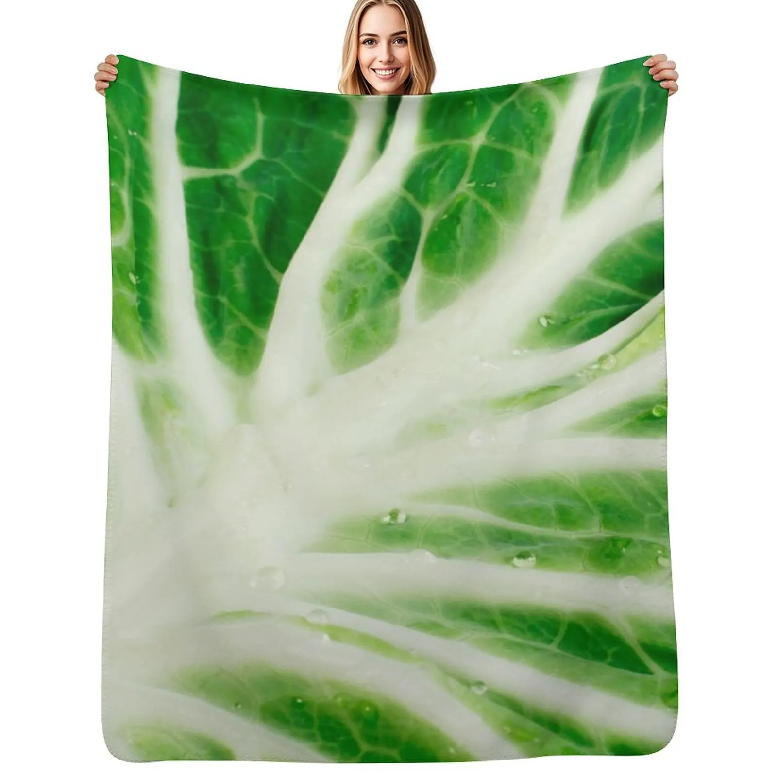 Cabbage leaf Throw Blanket Soft Plaid Tourist Nap Personalized Gift Plush Camping Blankets