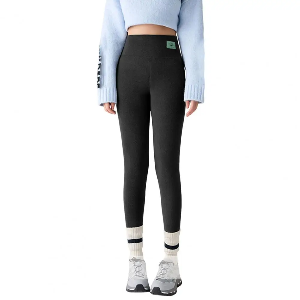 ハイウエストスリムカット冬用レギンス ハイウエストスリムカットラムズウール生地の裏地が暖かさを保つ冬用レギンス