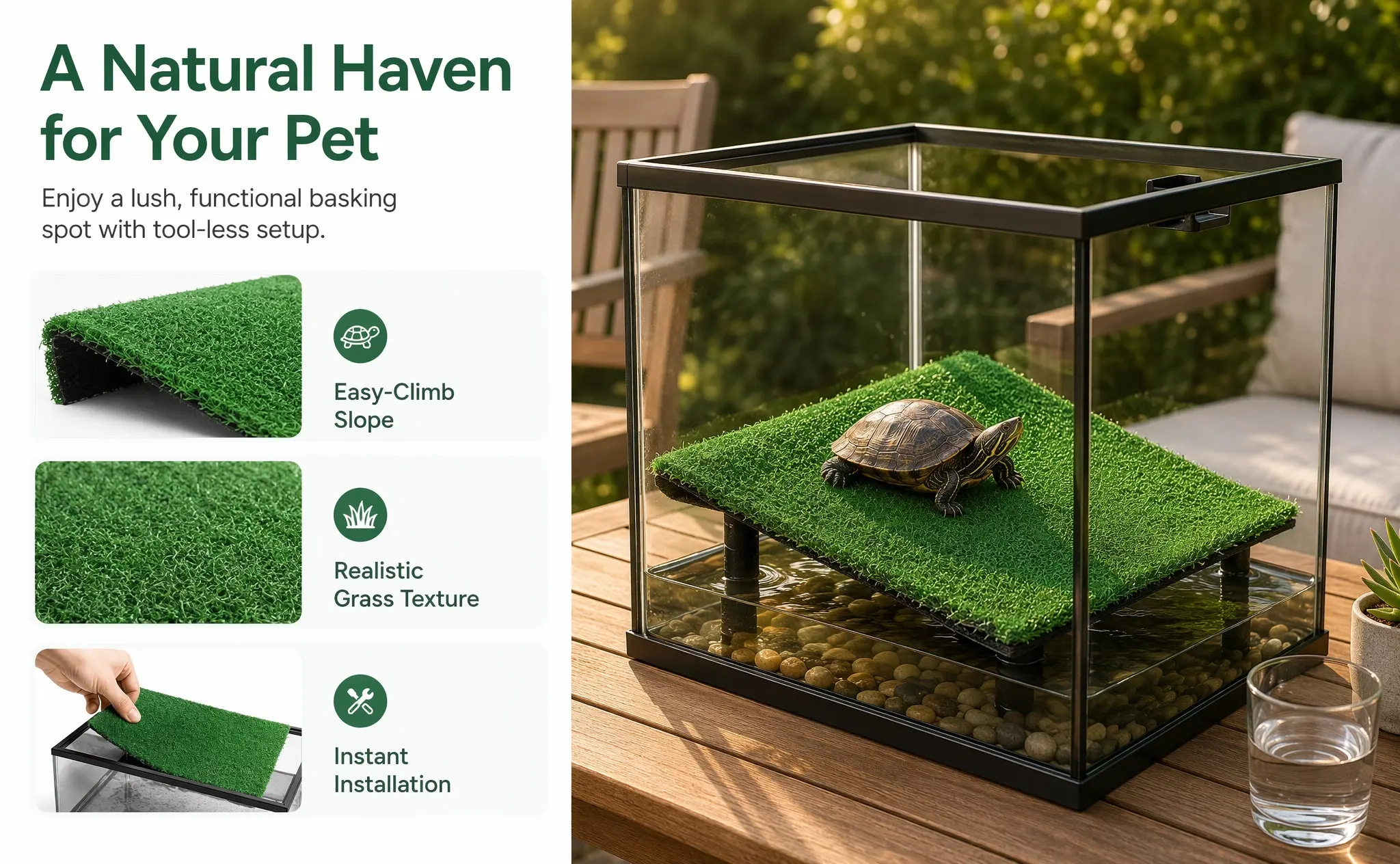 Artificial Grass Turtle Basking Ramp Floating Island Aquarium Mat Reptile Ramp Turtle Resting Basking Platform