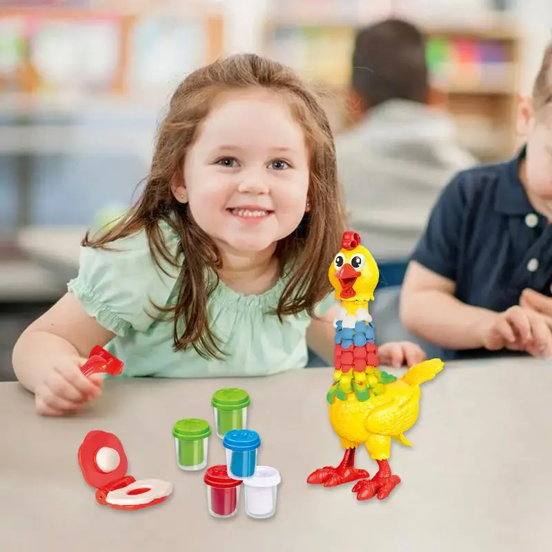 Modeling Clay For Sculpting Colored Dough Feather Chicken Toy Simulate Egg-laying Hen Model Game Fun Feather Filling Hen Model