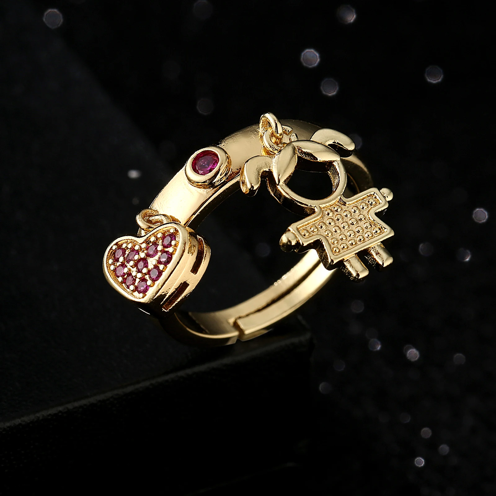 Mafisar 2024 anillos abiertos con diseño de corazón de Color dorado a la moda para mujer y niña, circonita AAA CZ brillante, regalo de joyas de fiesta para mujer
