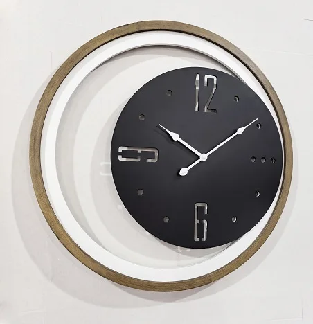 &c 51CM Large Wooden Modern Creative Iron Art Simple Design Bedroom Wall Hanging Clock Decoration Watch Wholesale Dropshipping