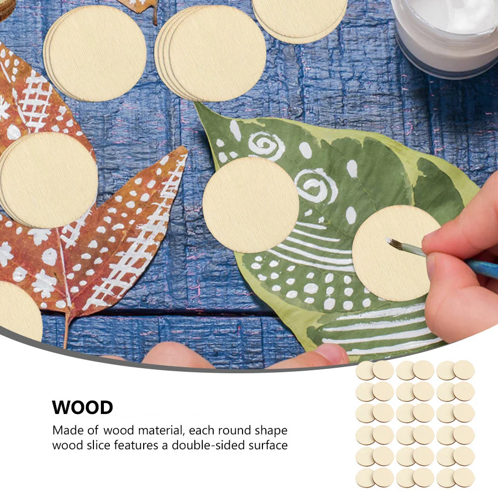 

50pcs Diy Wood Slices Unfinished Round Wooden Pieces Blank For Painting Craft Projects Decoration Wooden Cutouts Discs