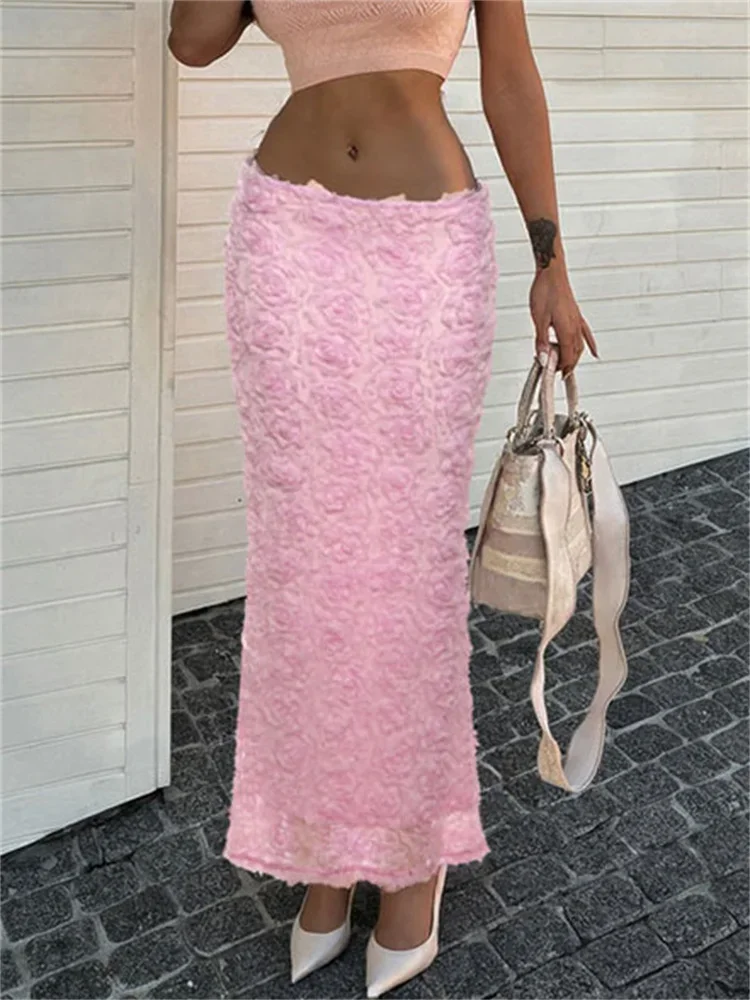 High Waist Long Skirt For Women Fashion Floral Elegant Patchwork Slim Commute Luxury Party Looks Female Autumn Maxi Skirt