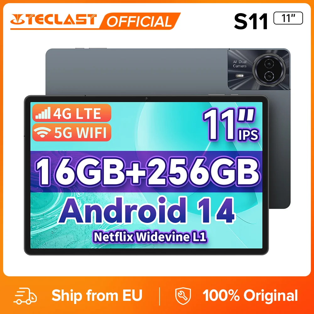 Tablette Teclast Odea S11, 11 pouces, Max. 16 Go de RAM, 256 Go de ROM, 1920x1200 TDDI, Android 14, Octa Core, T606, GPS, 4G LTE, 13MP+8MP