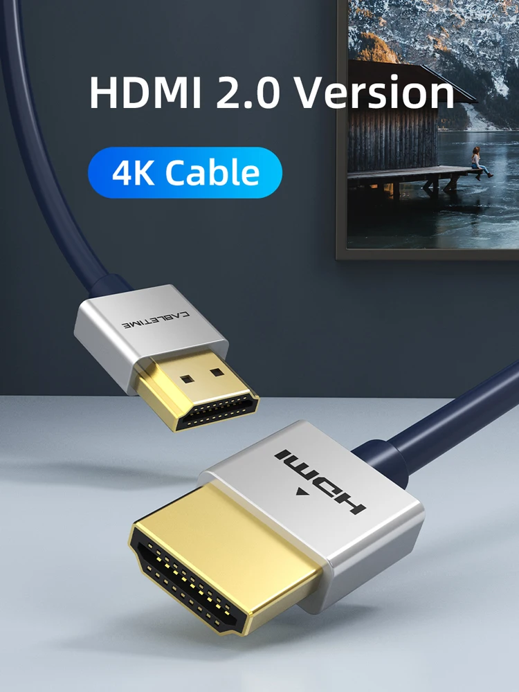 CABLETIME Cienki kabel HDMI M/M ze stopu cynku Cienki kabel HDMI do HDMI 4K 60HZ HDMI2.0 do telewizora Laptop Projektor PS3 PS4 Przewód Hdmi — zdjęcie produktu 6