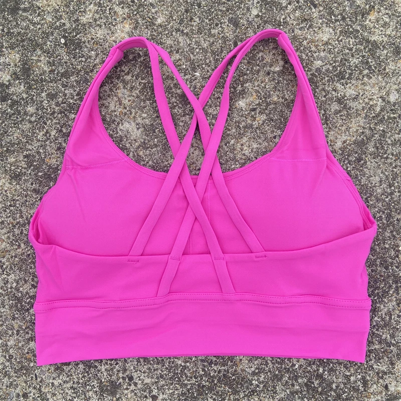 Women Sport Bra Gym Workout Top Cross Straps Yoga Clothes Crop Vest High Impact Fitness Bralette Push Up Running Tight Underwear