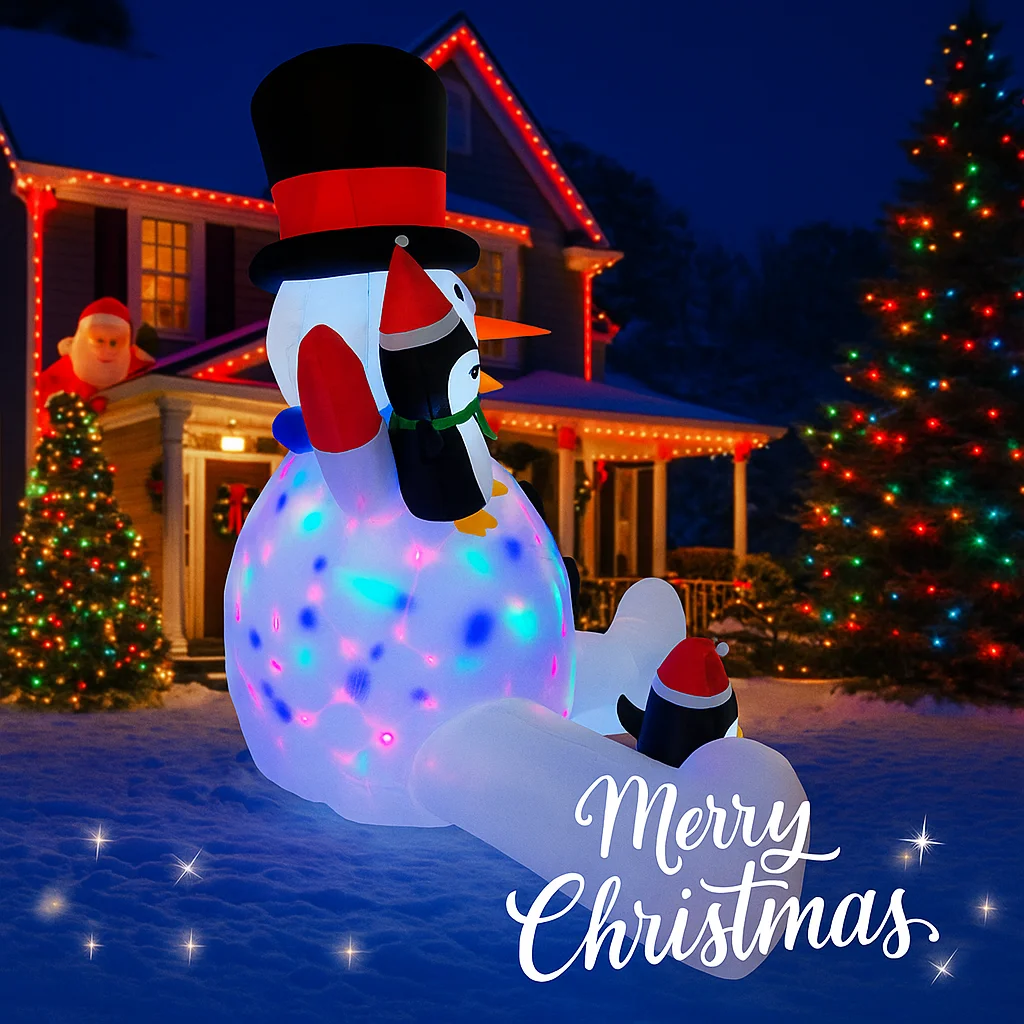 6.8FT Snowman Penguin Inflatable Christmas Decorations Xmas Ornaments Lights Outdoor Home Yard Holiday Party Decor Toys For Xmas