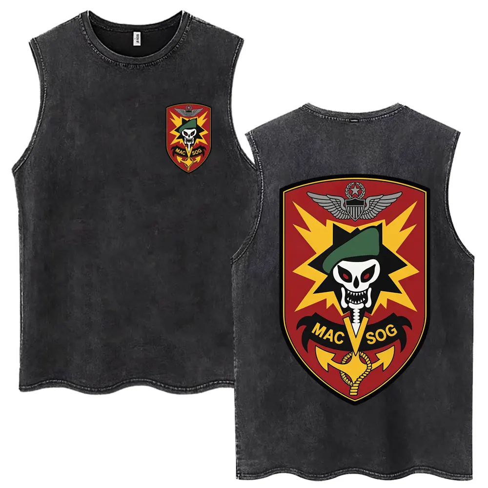Forward Observations Group Washed Tank Tops Skeleton Military Assistance Command Vests Men Women Cotton Loose Sleeveless T Shirt