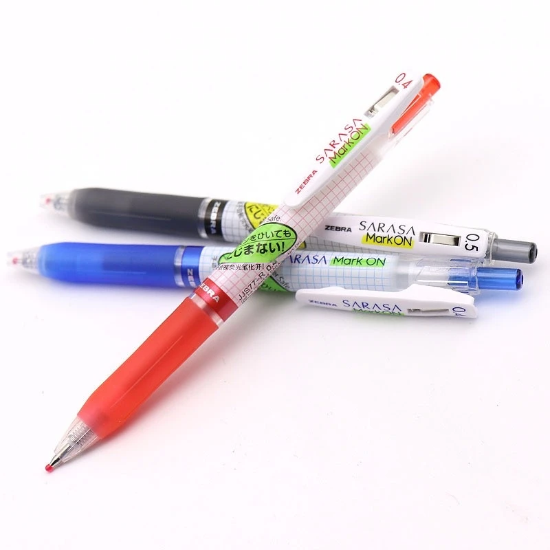 Ograniczona Edycja Japonia ZEBRA JJ77 Długopis Żelowy Szybkoschnący MARK ON Duża Pojemność 0.5mm Czarny/Niebieski/Czerwony Artykuły Papiernicze do Pisania dla Uczniów i Biura — zdjęcie produktu 5