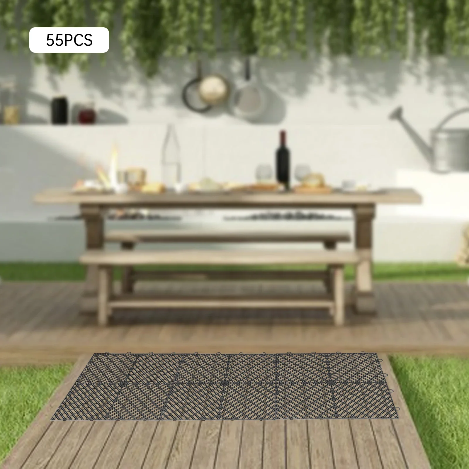 

12x12x0.5inch 55 PCS Black Tiles Interlocking, Drainage Tiles Non-Slip Deck Tiles Outdoor Floor Tiles, for Pool Shower Bathroom