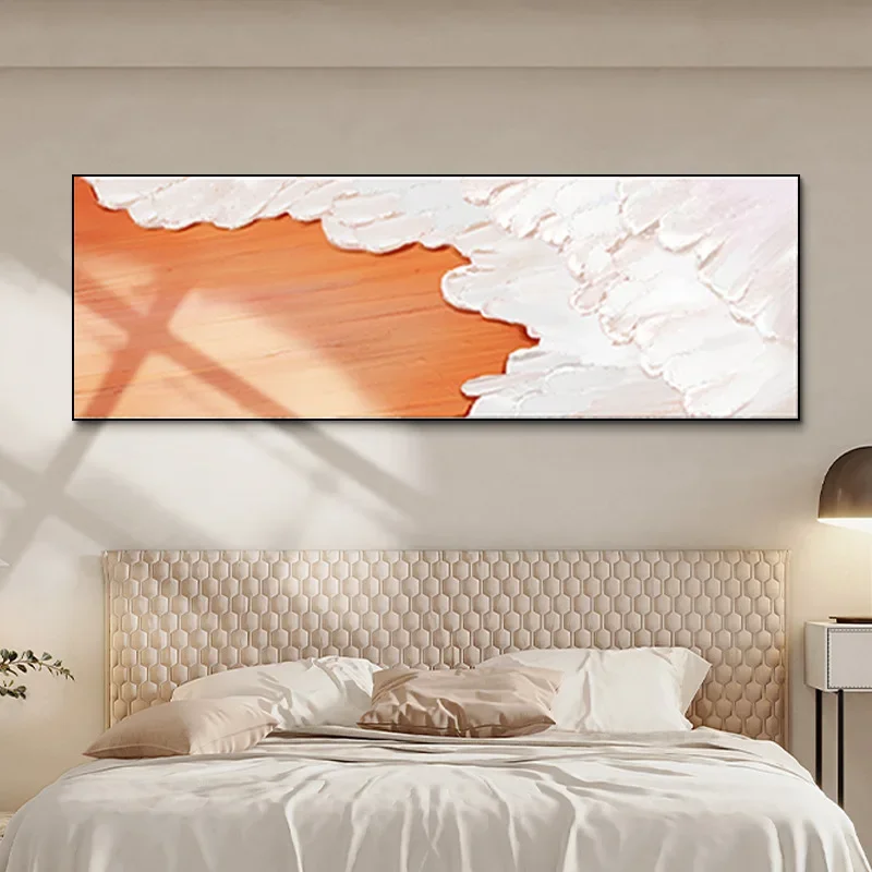 Bedroom bedside texture decorative painting modern simple orange master bedroom hanging painting horizontal plate thick