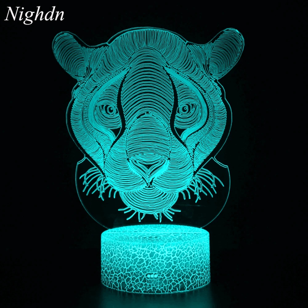 

Nighdn Lion Touch 3D Night Light LED Visual Illusion Lamp Bedroom Desktop Decoration Colorful Atmosphere Lights Gift for Kids