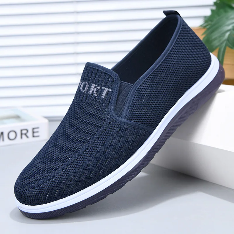 Men's Breathable Mesh Loafers Slip On Walking Shoes Lightweight Casual Knit Daily Driving Shoes For Elderly image 6