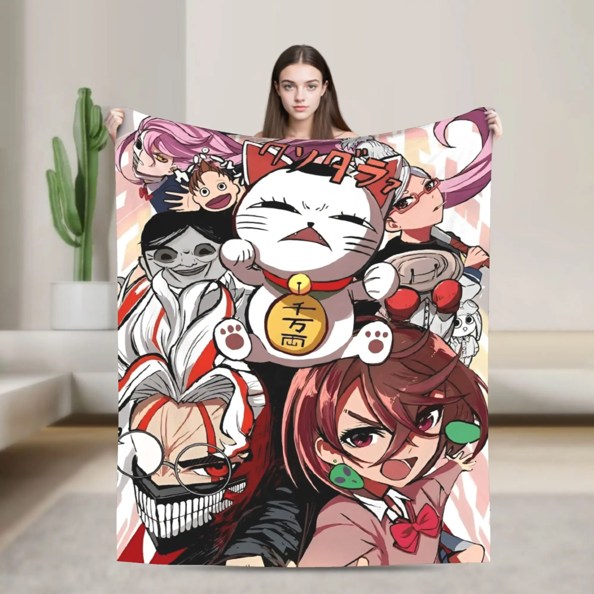 Turbo Granny Dandadan Anime Blanket Street Trend Plush Throw Blanket For Living Room Airplane Travel Flannel Bedspread Bed Cover