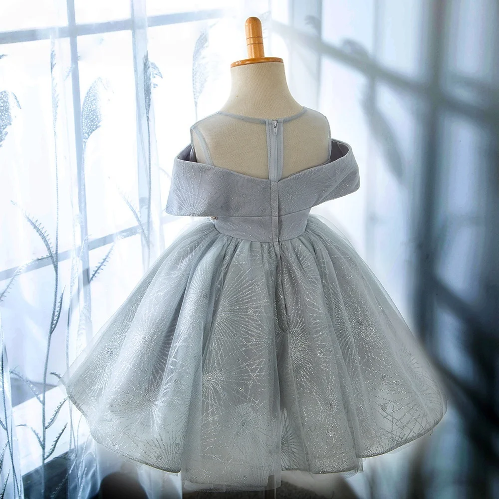 Custom Flower Girl Dress Wedding Dress Birthday Party Dress Off Shoulder Tulle Princess Dress for Pageant and Special Occasions
