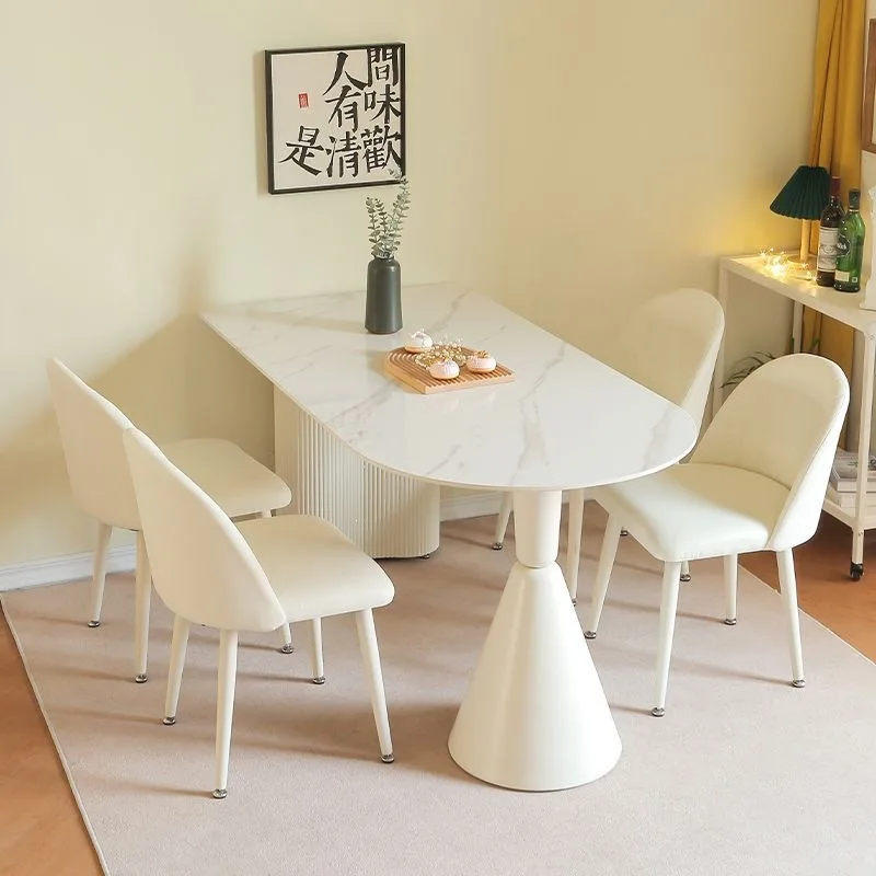 Cream Wind Island Restaurant Table Simple Dining Table Roman Pillar Dining Table Household Simple