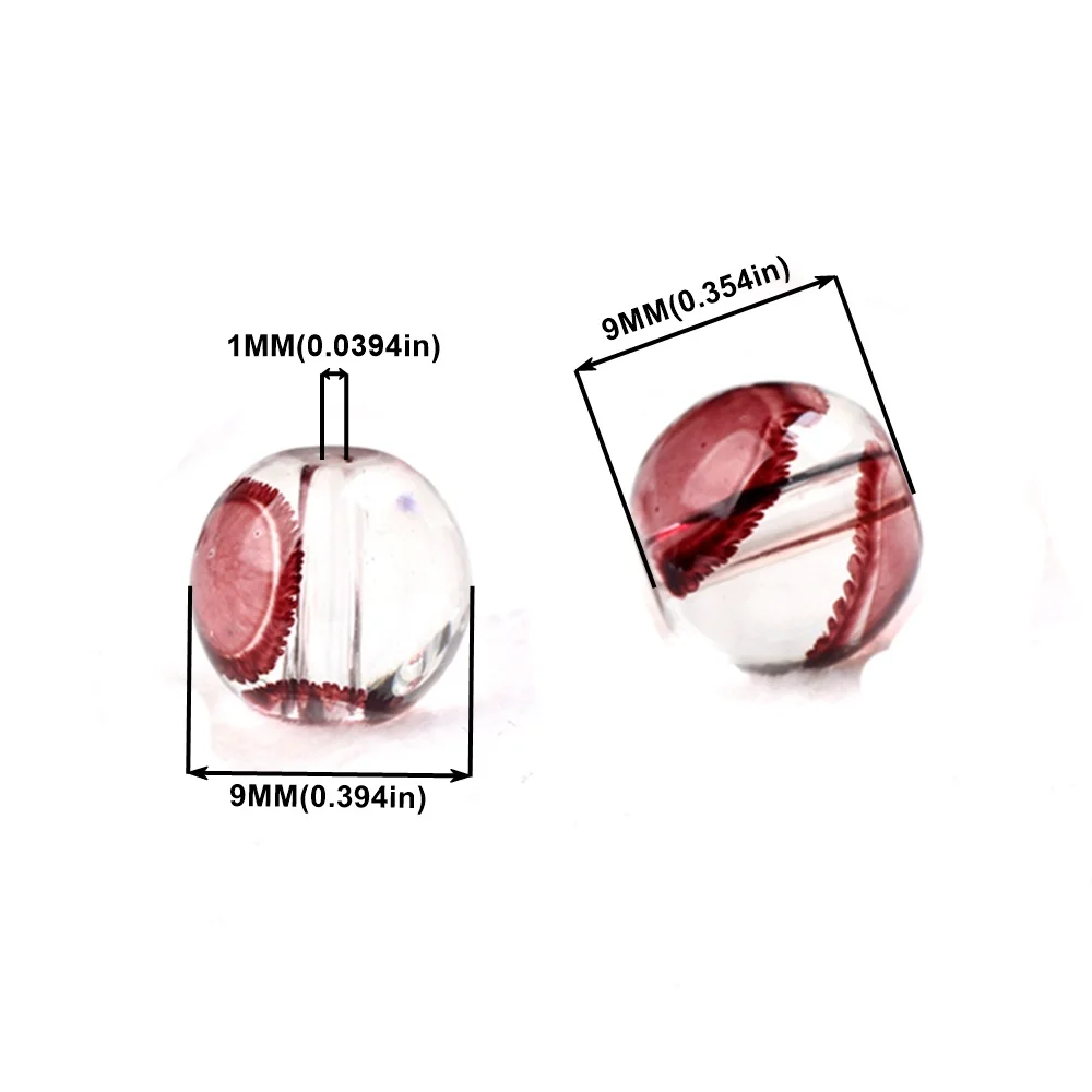 24Pcs/Lot 9MM Floating Flower Tie Dye Crystal Glass Beads DIY Handmade Bracelet Necklace Jewelry Loose Bead Accessories Making