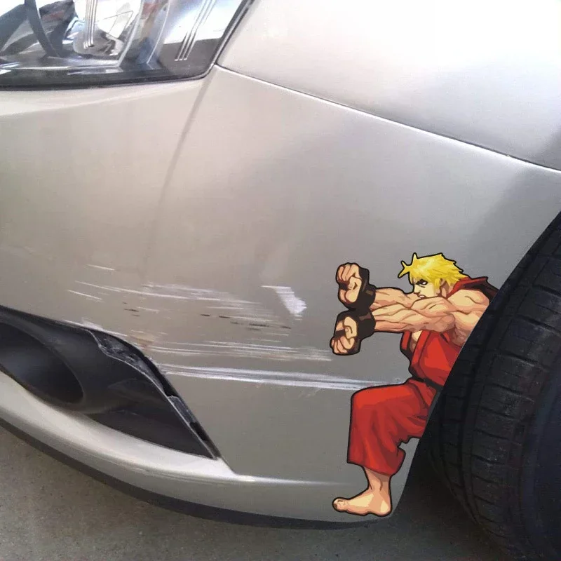 Car Stickers Street Arcade Game Ryu Ken Masters Funny Creative Decals Cover Scratches Auto Tuning Styling 19cm*17cm