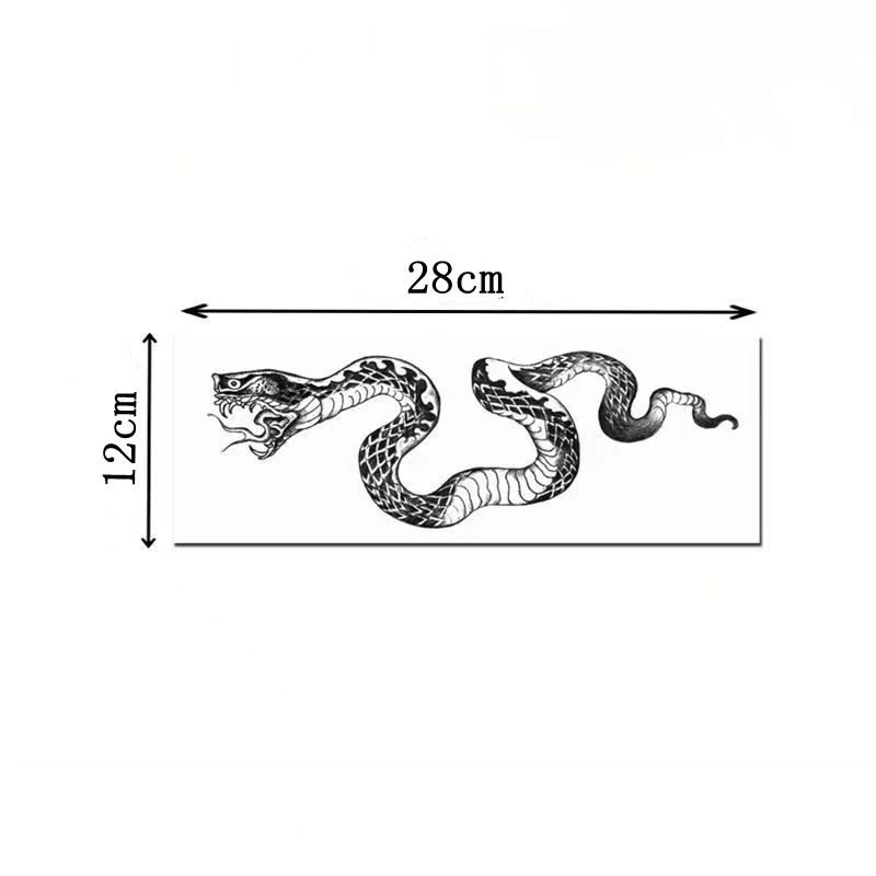 Tato Ular Besar Lengan Bunga Tahan Air Tato Ular Tato Sementara Tato Palsu Tato Imitasi Hitam Punggung Tangan Keren Adesivos