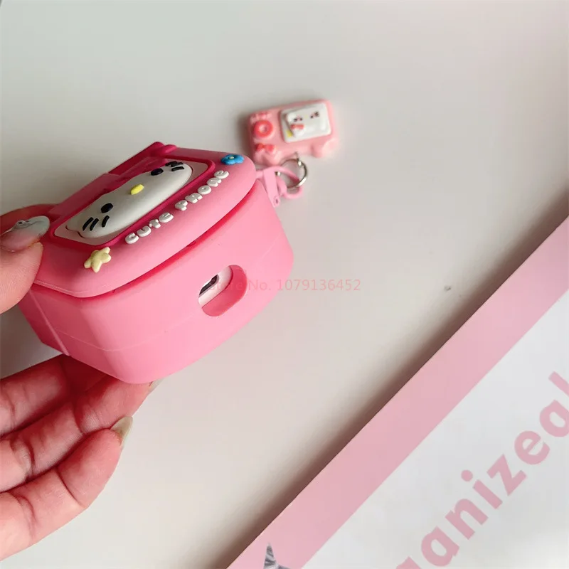 Cute Sanrio Hello Kitty Mirror Flip Cover Aiirpods1 2 Case Kawaii Electronic Accessories Aiirpod Pro Protective Shell Girl Gift