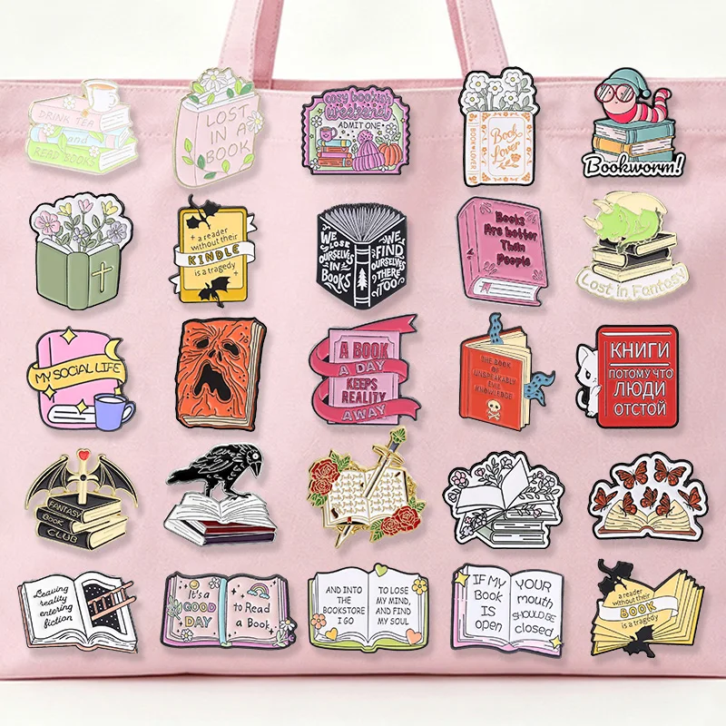 Book Lover Enamel Badges Cute Reading Quote Bookworm Pin Collection Alloy Brooches Lapel Backpack Jewelry Gifts For Students
