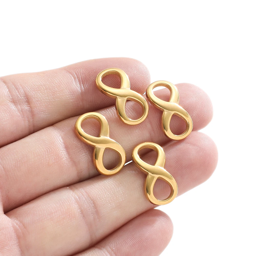 سحر رمز اللانهاية الذهبي من الفولاذ المقاوم للصدأ لصنع المجوهرات ، المعلقات التي تصنعها بنفسك ، نتائج الأقراط ، إكسسوارات القلائد ، الحظ 8 ، 10 #6