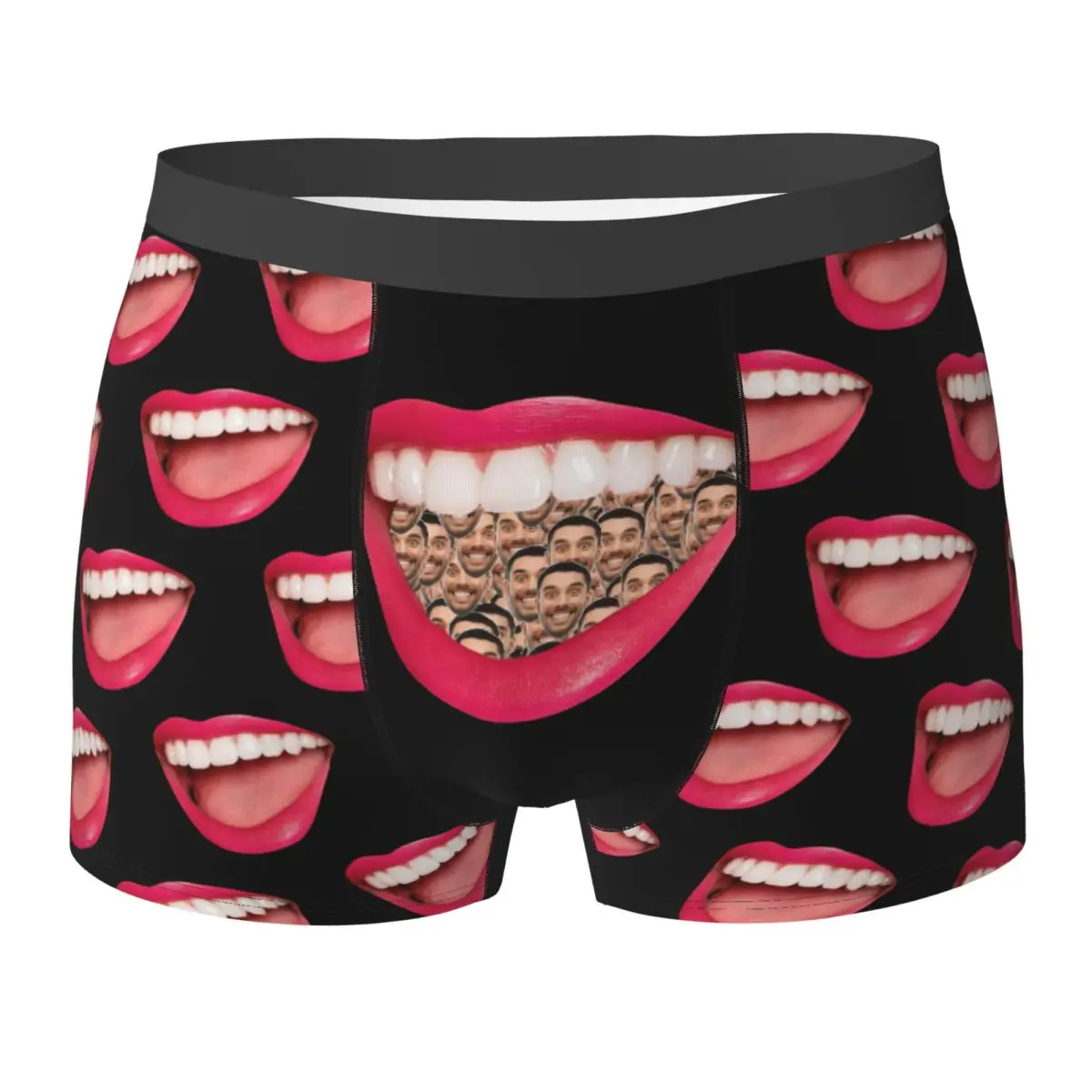 

Custom Pink Mouth Face Photo Boxer Shorts For Men 3D Print Wedding Anniversary Underwear Panties Briefs Soft Underpants