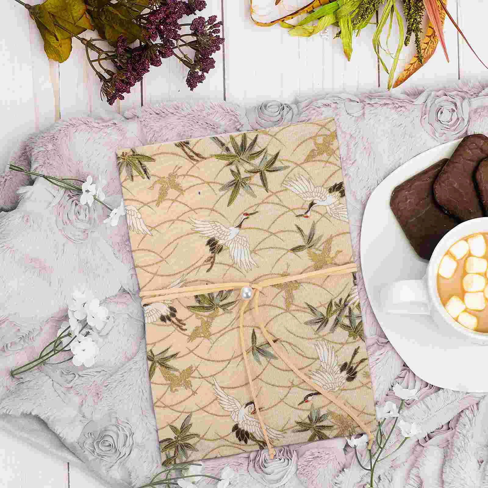 Crane Cloth Book Dust Cover Protector Chic Decorative Sleeve Exquisite A5 Size The Notebook