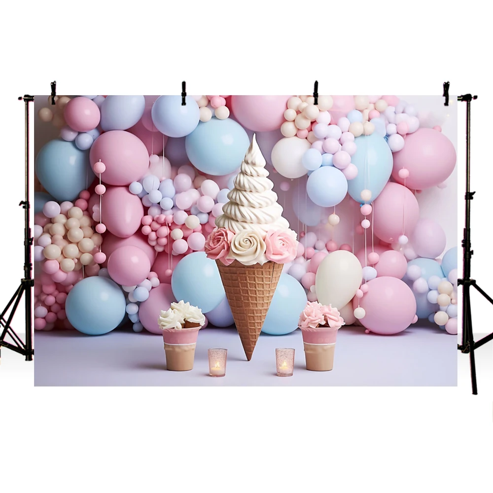 Mocsicka Boys Cake Smash Decoration Backdrops Ice Cream Flowers Balloon Wedding Portrait Memorial Backgrounds Photobooth Studio