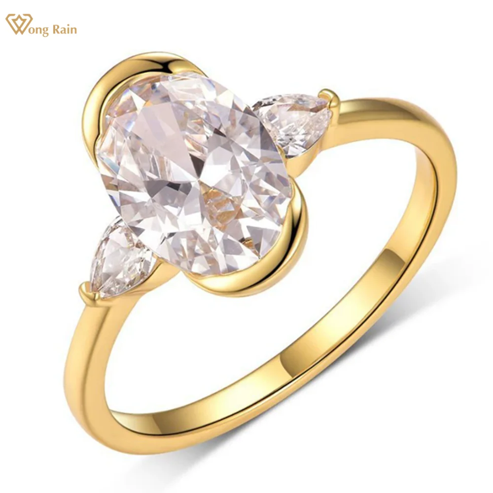 

Wong Rain Solid 925 Sterling Silver 3EX VVS1 D Oval Cut 10*7MM Real Moissanite Diamonds Gems Engagement Flower Ring Fine Jewelry