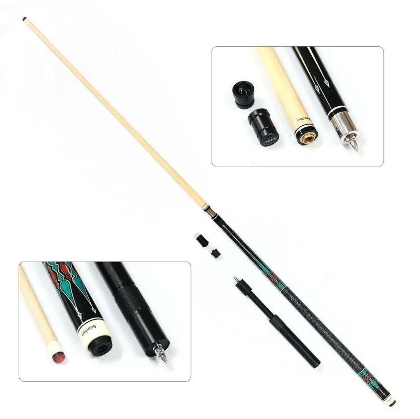 High End Canadian Maple Wood Nylon Wire Grip 1/2 Billiard Pool Cue Kit With Cue Case, Extension, Glove, Cue Towel